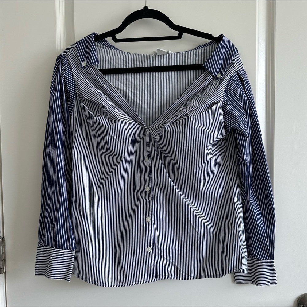 H&M blue & white striped button down